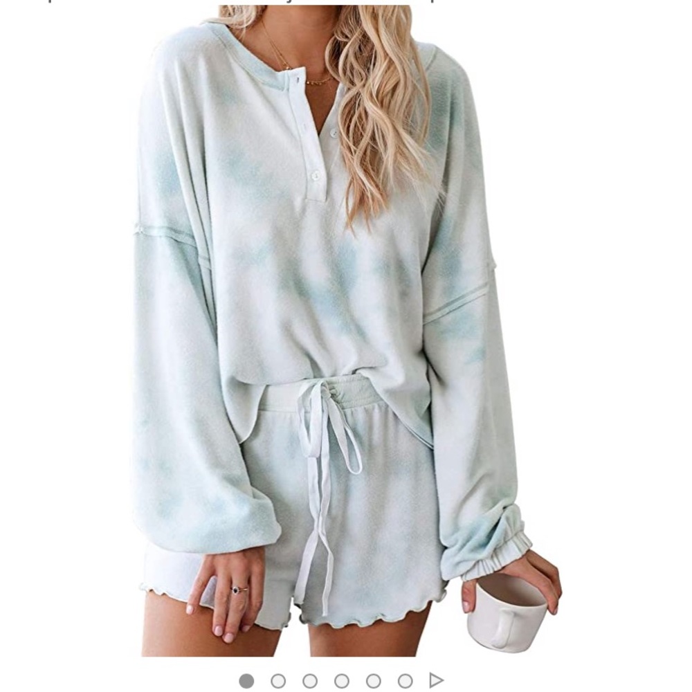 Two-piece blue Tie Dye Loungewear pj Set - Medium